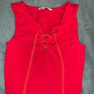 red tie crop top